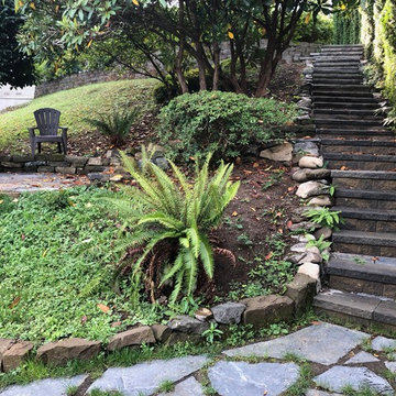 Natural flagstone pathway and manor stone steps