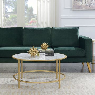 Gold Coast Faux Marble Round Coffee Table