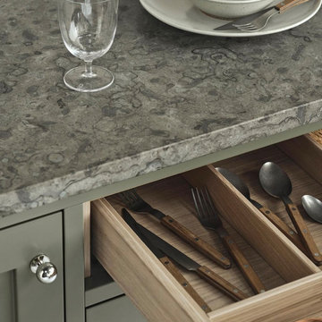 Bespoke green kitchen cabinets