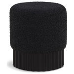 Meridian Furniture - Veranda Boucle Fabric Upholstered Ottoman/Stool, Black, Black Finish - Indulge in the luxurious texture of the Veranda Boucle Fabric Ottoman/Stool. It boasts a rich black boucle fabric that is paired with an elegant and sturdy solid wood base, featuring a black finish that highlights the beautiful wood grain patterns. This unique combination of materials creates a perfect blend of style and durability, making it an ideal addition to any modern or traditional interior design.