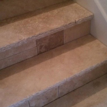 Chiseled Edge Travertine Stairs