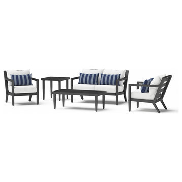 Thelix 5 Piece Sunbrella Outdoor Patio Seating Set, Centered Ink