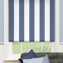 Blinds.com Premier Decorative Roller Shades in Broad Stripe Cadet - Roller Shades