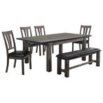 Cambridge - Drexel Dining 6Pc Set - 78X42X30H Table, 4 P/U Side Chairs, Bench - Drexel Dining 6PC Set - 78x42x30H Table, 4 P/U Side Chairs, BenchModern with natural, weathered detailing, the Drexel Dining Set has a distressed gray oak finish. Four cushioned dining room chairs with rake backs add a touch of style and comfort to your home. Anchor the dining room in effortless style with this essential farmhouse inspired collection, perfect for weekday meals and family gatherings alike. Product Dimension : 30.000H x 42.000L x 61.000W