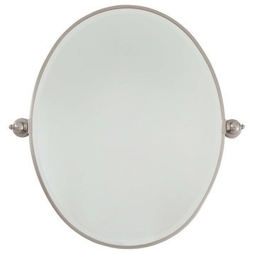 Minka Lavery Large Oval Mirror Beveled - Brushed Nickel