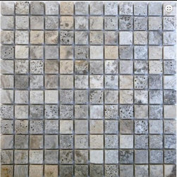 Elegant Silver 1" X 1" Travertine Mosaic Tile - Mosaic Tile