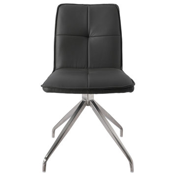 Swivel Dining Chair With Pu Seat and Brushed Stainless Steel Leg