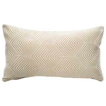 Sahara Cream and Gold Textured Throw Pillow 12x20, with Polyfill Insert