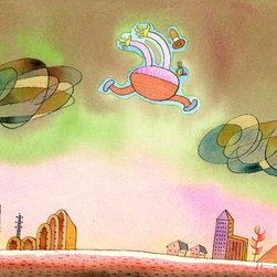 Cloud Hopper - Original Watercolor - Drawings And Illustrations