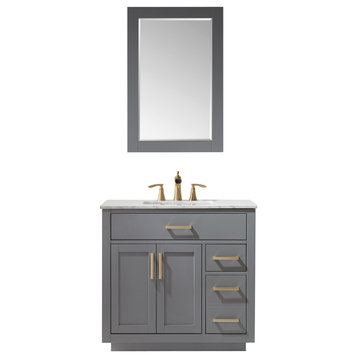 Ivy Gray Bathroom Vanity Set, 36", With Mirror