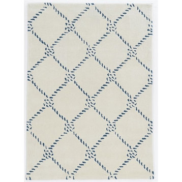 Linon Tripoli Rope Hand Tufted Polyester 5'x7' Rug in Ivory