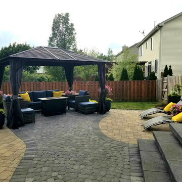 Round Lake Family Home Paver Patio, Paver Walkway, Porch, Gazebo and Landscape