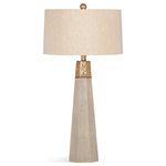 Bassett Mirror - Bassett Mirror French Country Rowan Table Lamp With Beige Finish L3223TEC - The Rowan Table Lamp features a cement base topped with a gold accent and a linen shade. its modern shape paired with the natural cement finish make this lamp a dynamic addition to any living space.