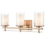 Millennium Lighting - Millennium 3-Light Wall Sconce in Modern Gold - This 3-light wall sconce from Millennium Lighting comes in a modern gold finish. It measures 23" wide x 8.75" high. This light uses three standard bulbs up to 100 watts each. This light includes a 10 year limited manufacture's warranty.Damp rated: Light can be used in humid environments like bathrooms or covered outdoor areas.  This light requires 3 , 300W Watt Bulbs (Not Included) UL Certified.