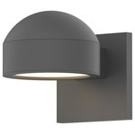 Sonneman - Reals Sconce Plate Lens and Dome Cap, White Lens, Textured Gray - Beautifully executed forms of sculptural presence and simplicity that are equally at home inside or out.