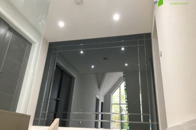 Bespoke Grey Bevelled Design Wall Mirror Installation ✓