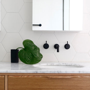 Retro Bathroom with Hexagon Tiles