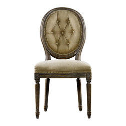 Louis Side Chair- Buttoned Hemp - Dining Chairs
