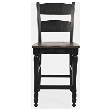 Madison County Ladderback Counter Stool - Vintage Black, Set of 2