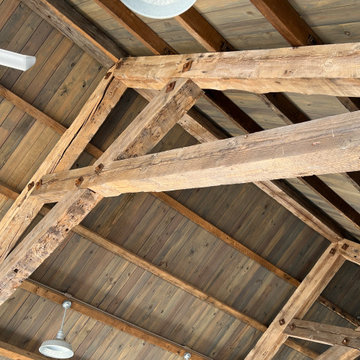 Original Face Sawn Box Beams and Original Face Reclaimed Antique Heart Pine Soli