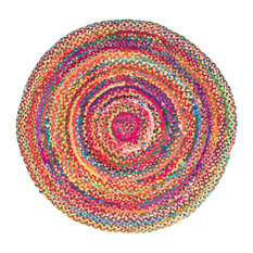 Rainbow Braided Round Rug, Large