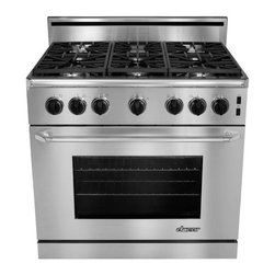 Dacor Renaissance 36" Gas Range, Stainless W/ Chrome Trim | ER36GSCHLP - Gas Ranges And Electric Ranges