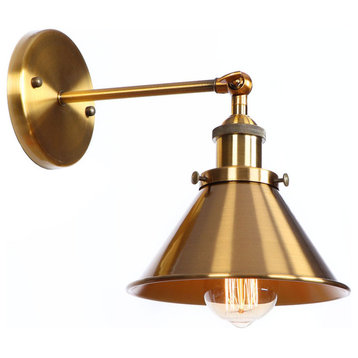 Industrial Gold 1-Light Cone Design Swing Arm Wall Light