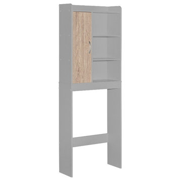 Better Home Products Ace Over the Toilet Storage Shelf in Light Gray & Oak