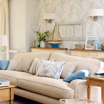 Pussy Willow Off White/Seaspray Wallpaper