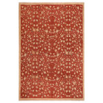 Bareens Designer Rugs - Contemporary Ziegler Antonia Red Tan Hand-Knotted Wool Rug - 9'9'' x 13'3'' - Enhance the ambiance of your home with this magnificent Persian-influenced Turkish hand-knotted rug made by skilled artisans capable of creating the most exceptional vegetable dyes and hand-spun wool. This exquisite handmade rug is a one-of-a-kind  Kafkaz, otherwise identified as Chobi, Chobi Peshawar, Oushak, or Ziegler rug. These handmade rugs are crafted in Pakistan utilizing superior-quality wool imported from Australia, New Zealand, and Korea in two types of weaves: the Persian weave and the Mori weave. This rug is meticulously crafted by hand using the finest natural vegetable dyes extracted from local plants. The artisans use a blend of hand-spun local and fine merino wool, resulting in a rug with a compelling texture, higher lanolin content, and longer staple. The artisans occasionally incorporate natural or artificial silk into the pile to enhance specific motifs. The finished product is an awe-inspiring execution of flawless design and an understated palette that exudes elegance.