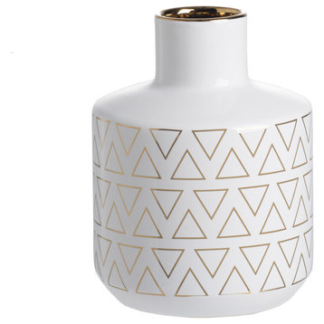 Modern Vase, Gloss White/Gold