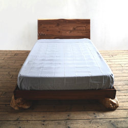 Walnut Stone Plinth Bed - Bed Frames