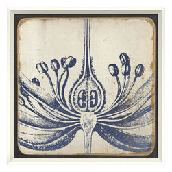 The Artwork Factory - Vintage Flower Blue I Framed Artwork - Prints And Posters