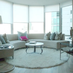 Roller shades in curved windows for this modern San Francisco condominium - Roller Shades