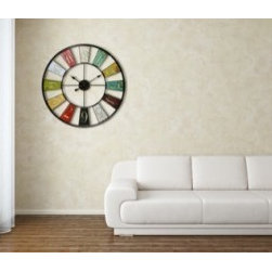 Kaleidoscope 24" Round Steel Frame w/ Colorful Panels Clock - Wall Clocks
