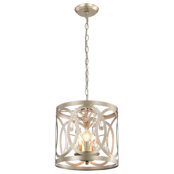 Silvia 3-light Light Gold With Bronze Metal Cage Drum Chandelier