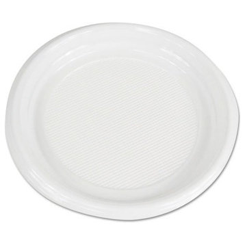 Hi-Impact Plastic Dinnerware, Plate, 9", White, 500-Carton