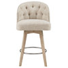 Madison Park Modern Swivel Chair Counter Height Bar Stools, Cream