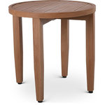 Meridian Furniture - Maui Outdoor Patio End Table, Natural - Make your outdoor oasis even more inviting with this Maui Natural Outdoor Patio End Table. Crafted with an aluminum frame to look like teak without the maintenance requirements, this end table offers both style and convenience. Its natural finish and contemporary design add an effortless touch of elegance to any space. This dining table is built with precision and durability in mind, making it the perfect centerpiece for gatherings with family and friends. Embrace the essence of outdoor comfort and style with this elegant addition - your perfect companion for leisurely moments outdoors.