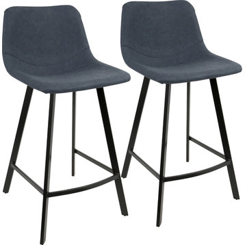 Outlaw Industrial Counter Stools, Blue, Set of 2