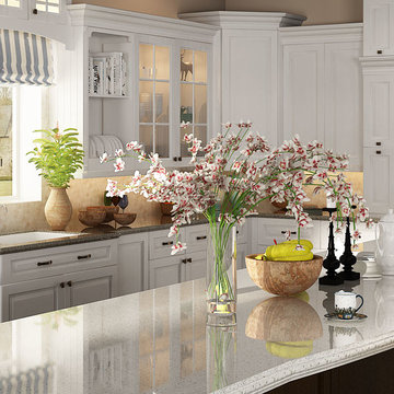 Traditional Oak Wood Kitchen Cabinet OP15-S01