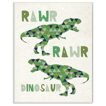 The Kids Room by Stupell Rawr Blue Green Dinosaur Kids Word Design, 13 x 19