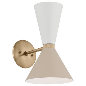 Phix 2 Light Wall Sconce, Champagne Bronze and Greige