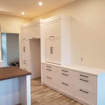 White Kitchen Walnut Island