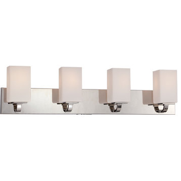 Vista 4 Light Vanity Fixture With Etched Opal Glass