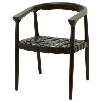 Contemporary Dark Brown Teak Wood Dining Chair 562792