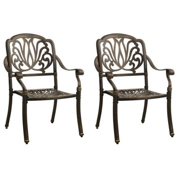 vidaXL Patio Chairs 2 Pcs Patio Furniture for Garden Cast Aluminum Bronze