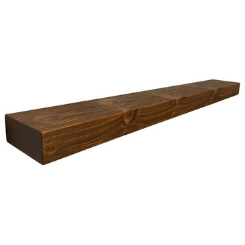 Rustic Floating Mountable Wood Shelf 3" Thick x 7" Deep, Pine, Black, 60"