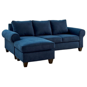 Picket House Furnishings Sole 90"W Wood and Fabric Sofa in Jessie Navy