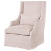 Amalia Pale Pink Slip Cover Coastal Style Wing Arm Chair